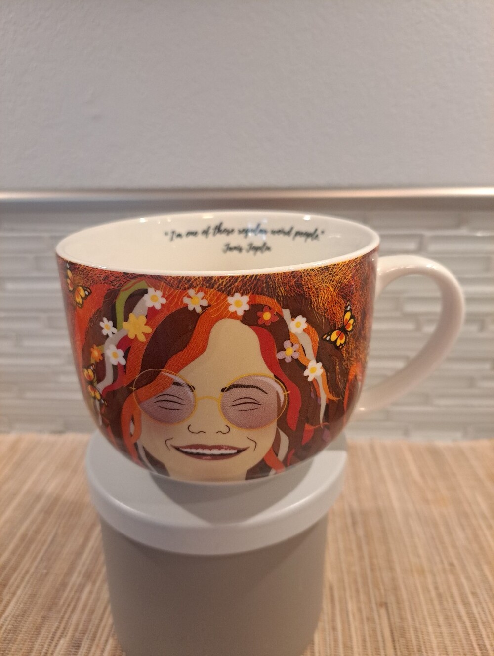 Kikkerland Janis Joplin Ceramic Coffee Mug 16oz Pop Art Quote Inside